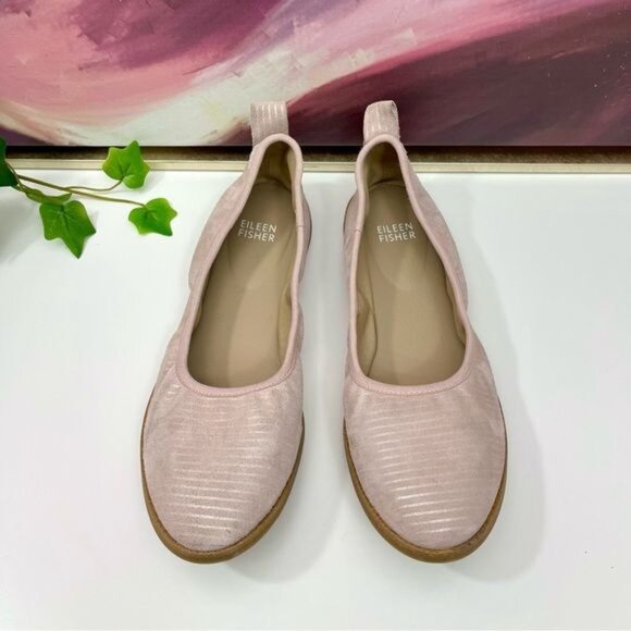 EILEEN FISHER Notion Ballet Flat In Goose Bump/light Gold Size 8.5 - Picture 4 of 10